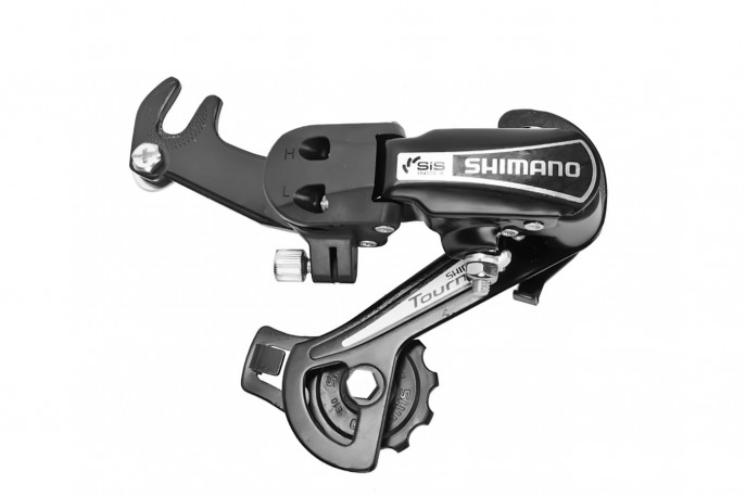 Câmbio traseiro Shimano TY-21 cromado com gancheira