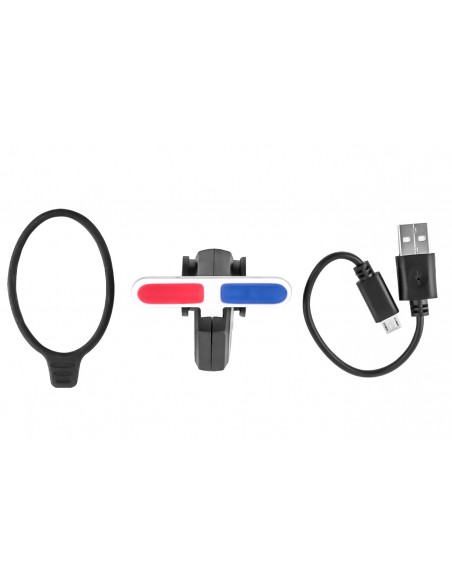 Vista light traseiro recarregável USB Giroflex Luz Azul e vermelha