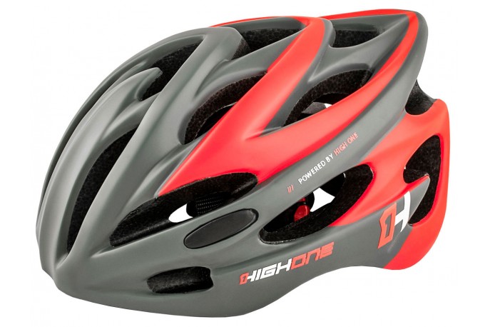 Capacete de ciclista vermelho com LED Volcano 19 High One