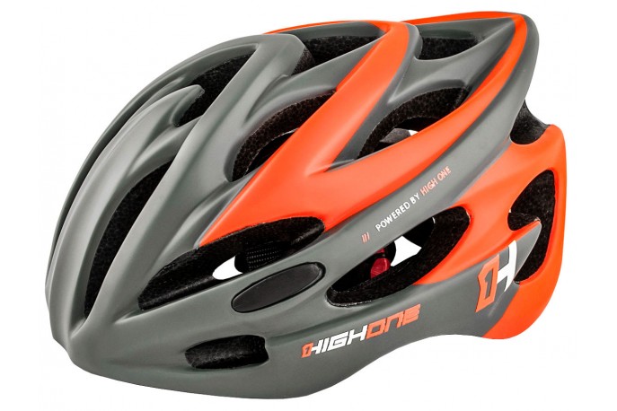 Capacete de ciclista laranja com LED Volcano 19 High One