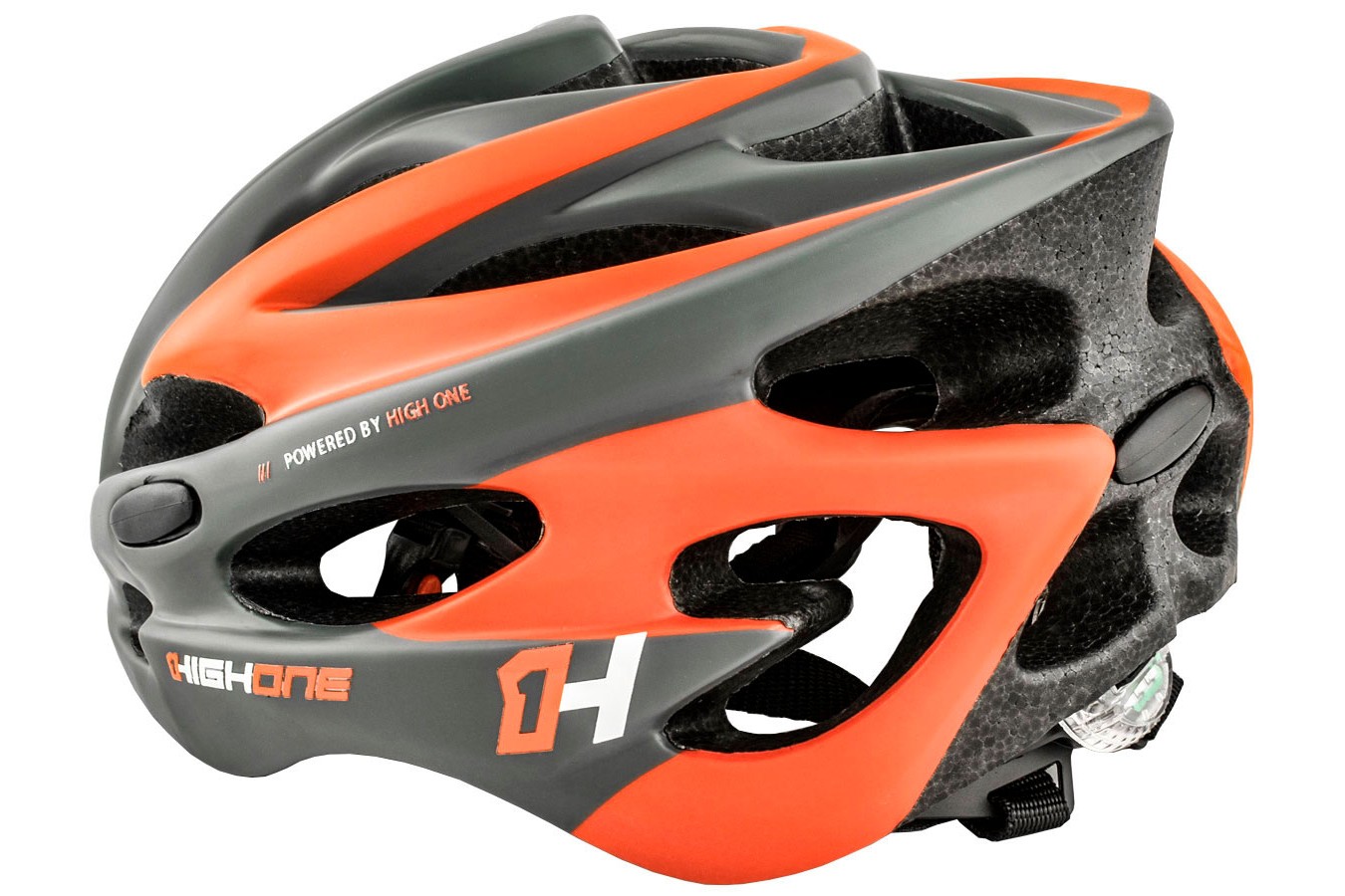 Capacete de ciclista laranja com LED Volcano 19 High One