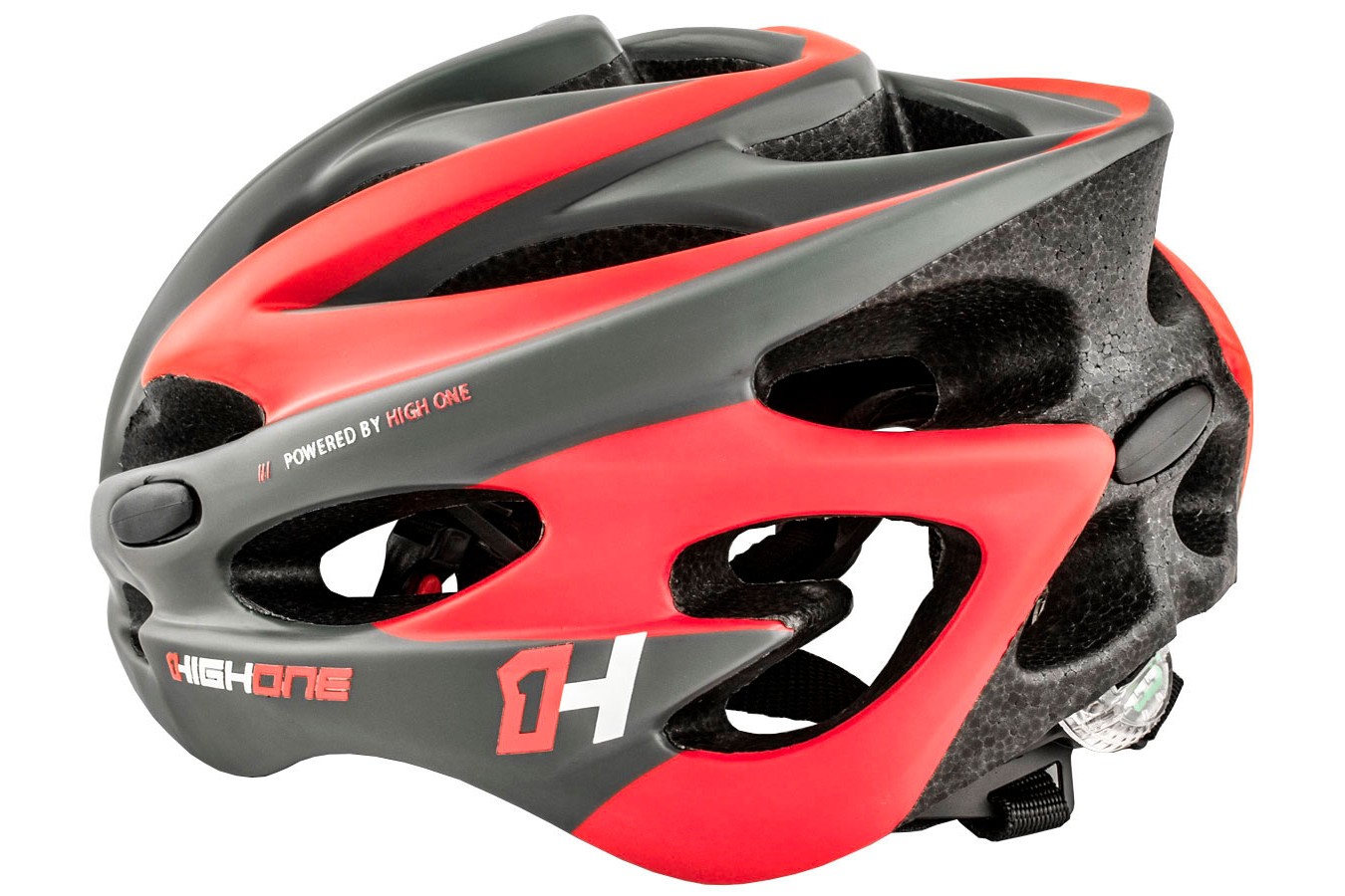 Capacete de ciclista vermelho com LED Volcano 19 High One