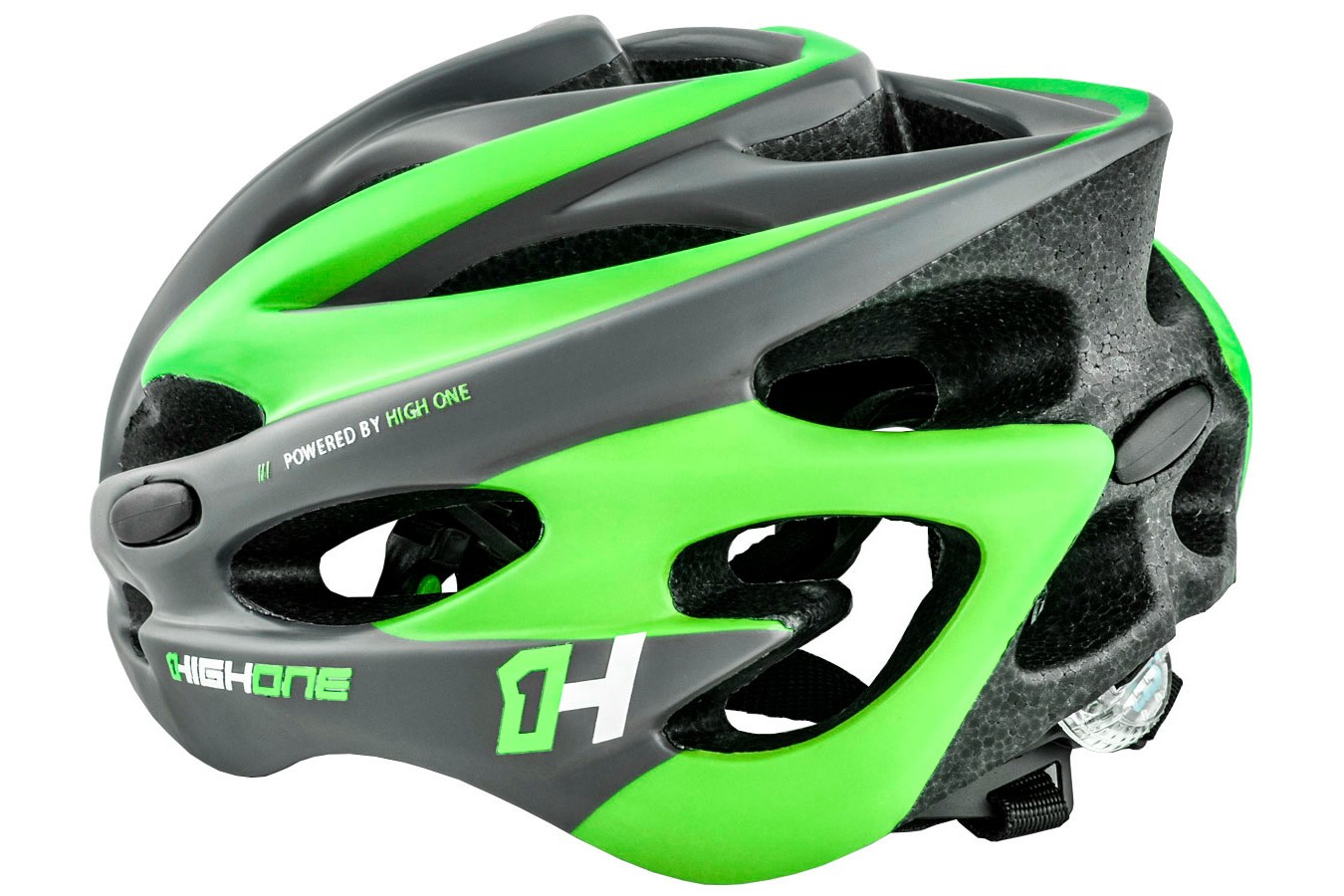 Capacete de ciclista verde com LED Volcano 19 High One