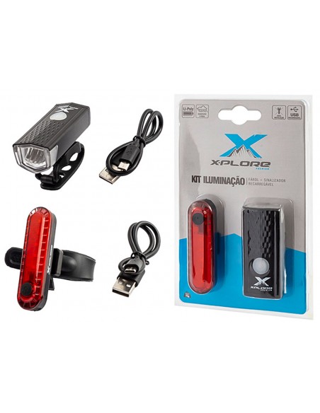 Kit farol recarregável USB 120/10 lúmens - X-plore