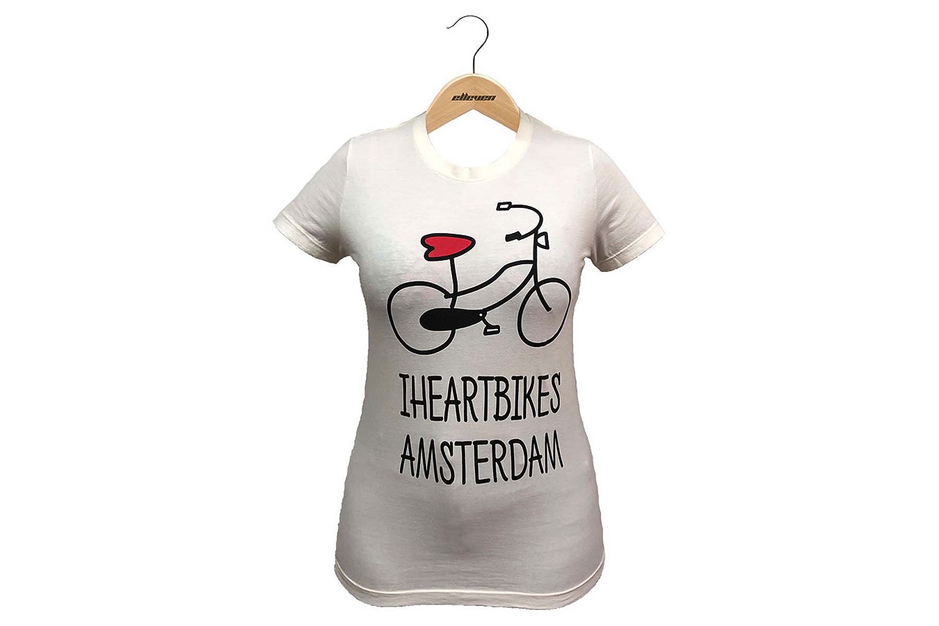 Camiseta Casual Feminina "I Heart Bikes Amsterdam" Bege - Elleven