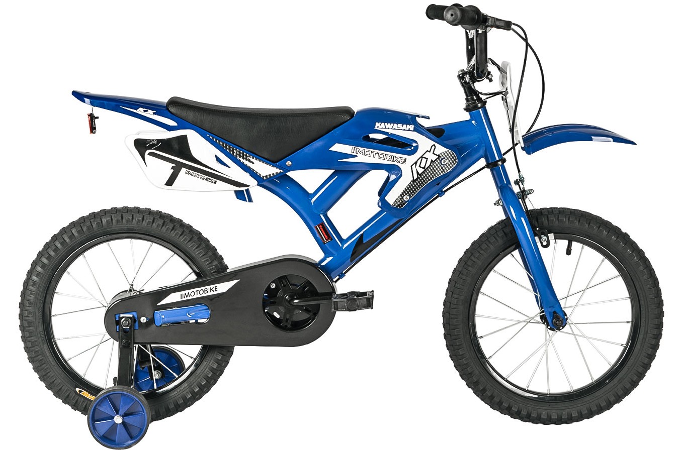 Bicicleta aro 16 KX Azul Preta moto bike Kawasaki