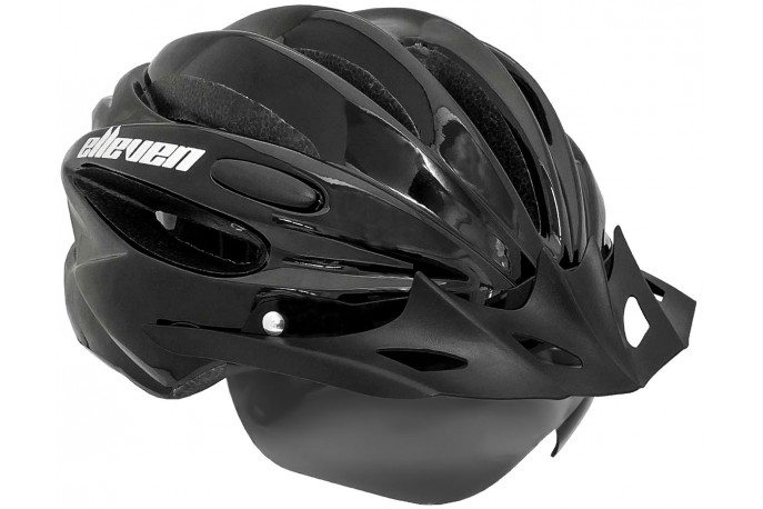 Capacete Ciclista Preto com Óculos Magnético - Elleven