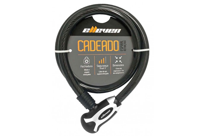 Cadeado bike com Chave 15x1000 Espiral - Elleven