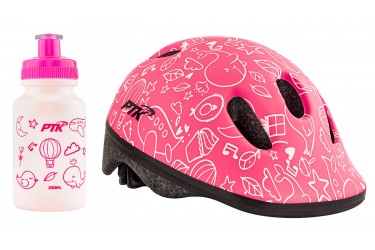 Capacete Ciclista Infantil com regulagem + Squeeze 250ml modelo Sky Rosa - PTK