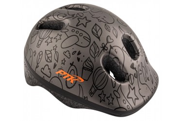 Capacete Ciclista Infantil Baby com regulagem + Squeeze 250ml modelo Sky Grafite - PTK 2