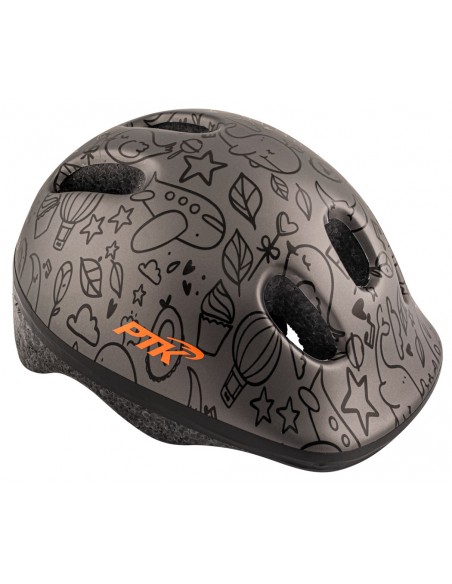 Capacete Ciclista Infantil Baby com regulagem + Squeeze 250ml modelo Sky Grafite - PTK