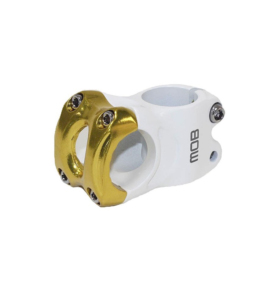 Suporte guidão AHS alumínio 31,8x40mm Branco/Dourado Stem50 Mob