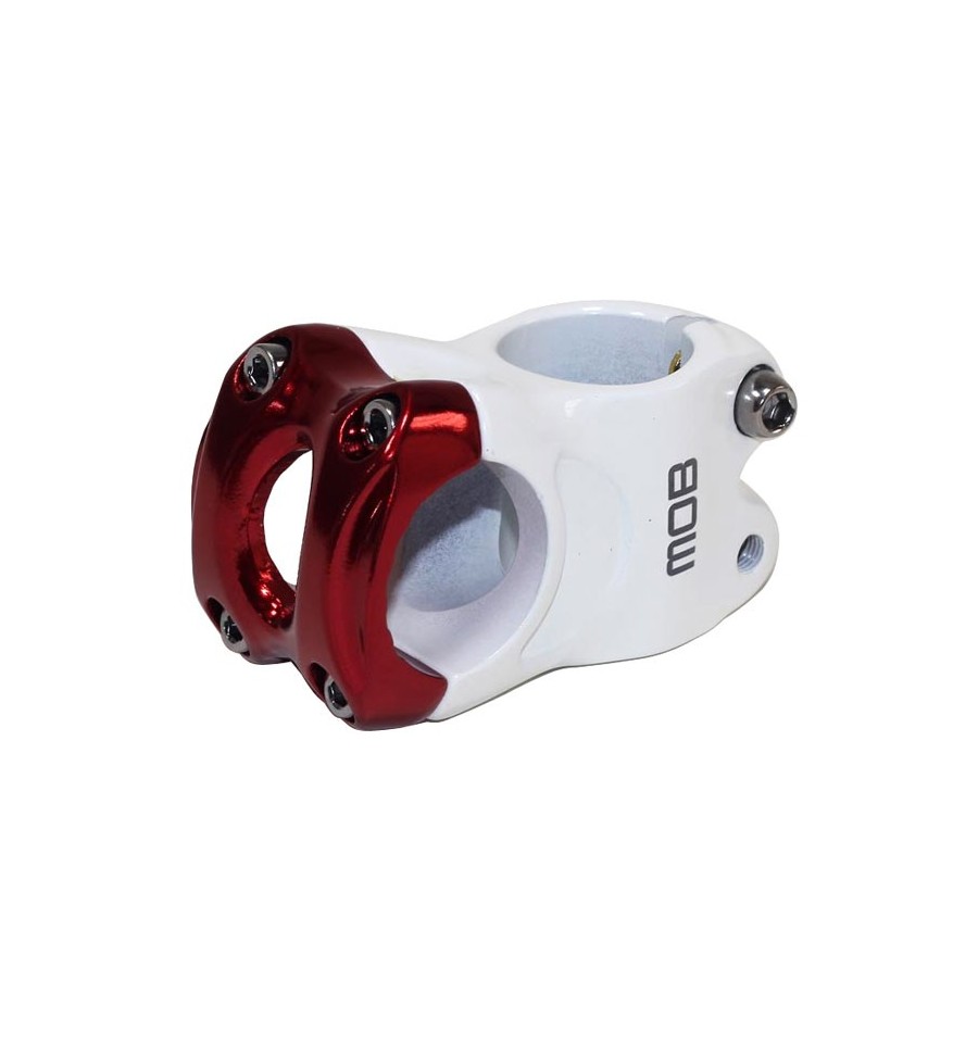 Suporte de guidão AHS alumínio branco com vermelho 31,8x40mm Stem50 Mob